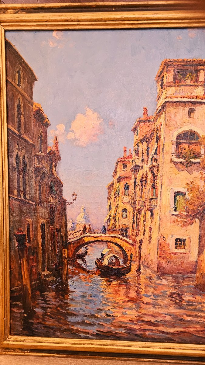 Large Painting Of Venice Signed H. Malfroy, Oil On Canvas-photo-3