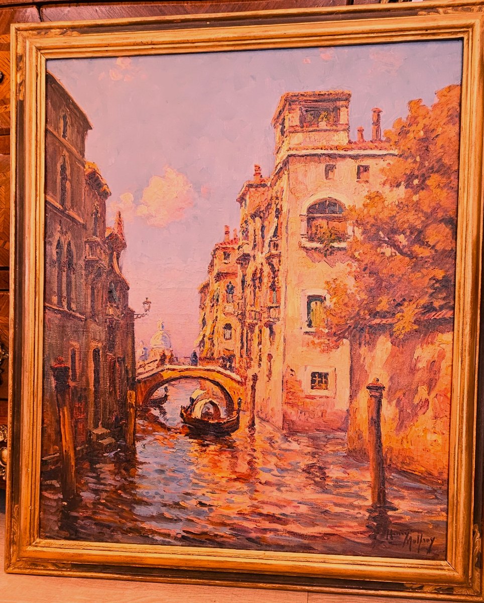 Large Painting Of Venice Signed H. Malfroy, Oil On Canvas