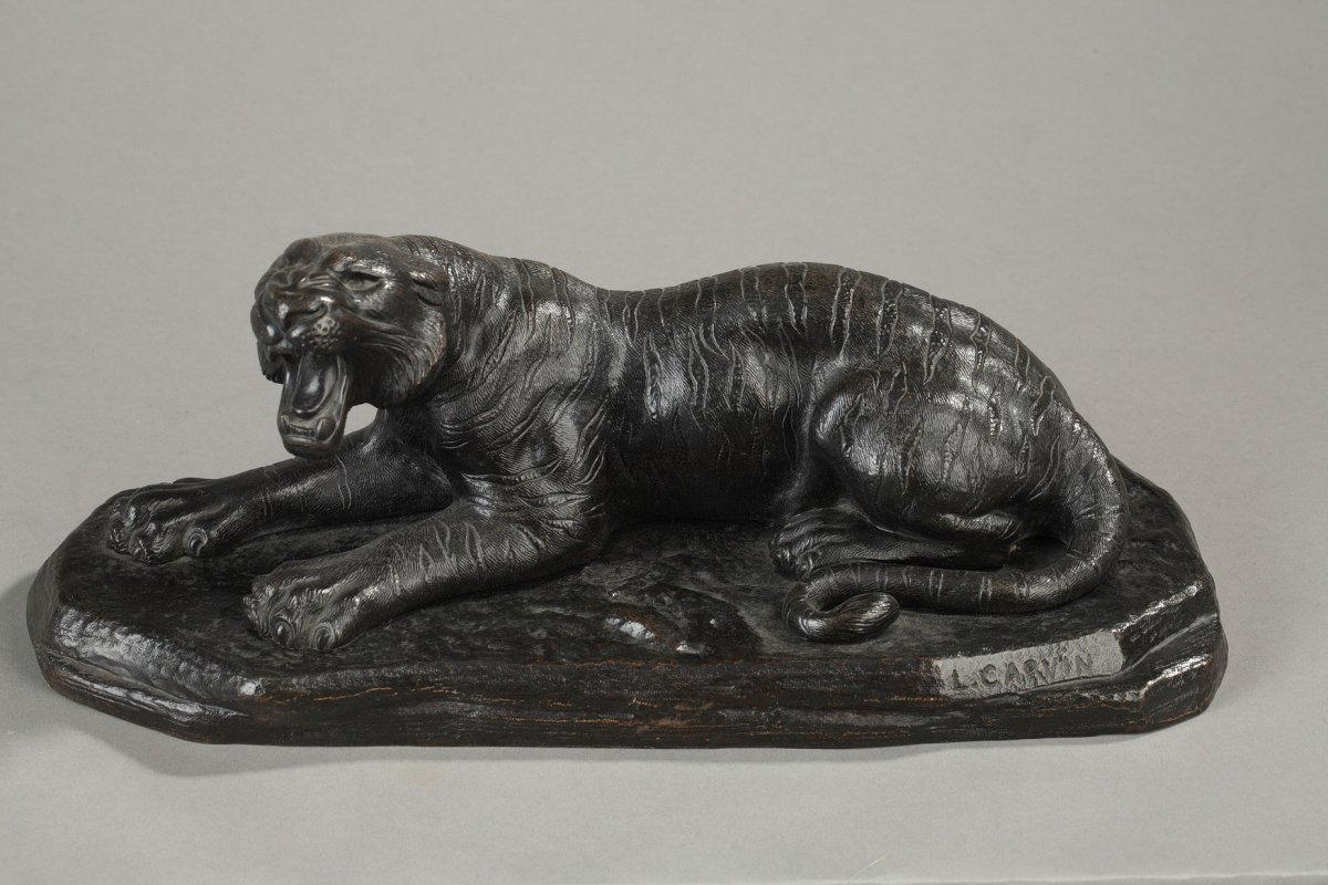  Lioness Signed Carvin In Bronze-photo-2
