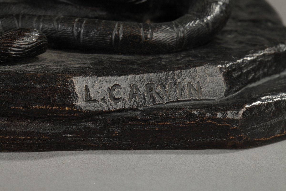  Lioness Signed Carvin In Bronze-photo-4