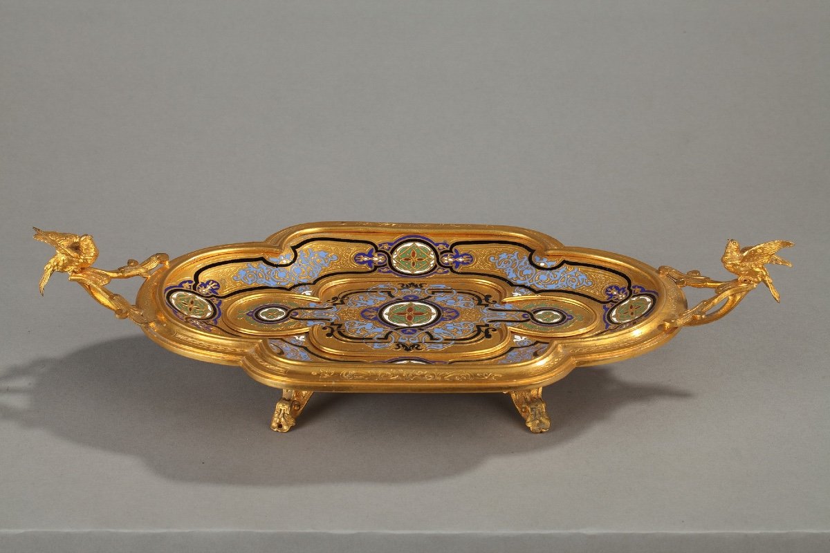Tray In Cloisonne Bronze Signed Giroux