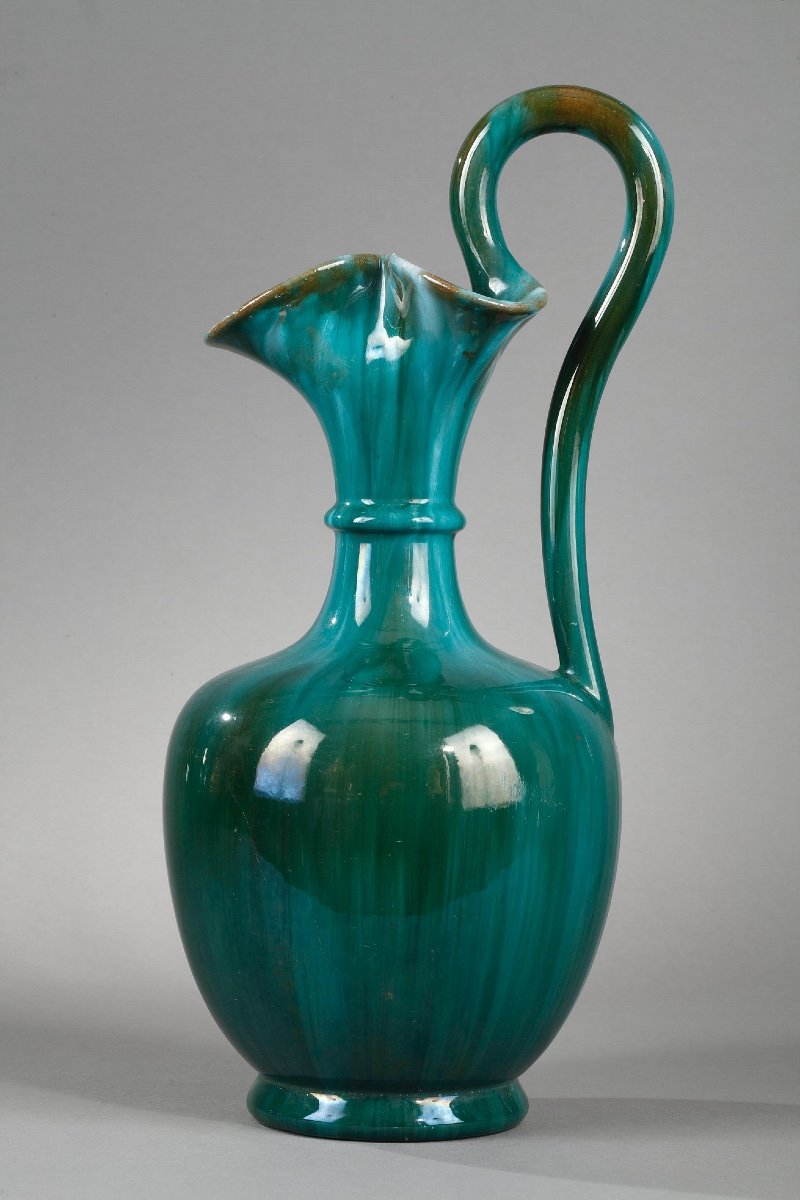 Ewer In Enameled Earthenware Clément Massier, Golf Juan