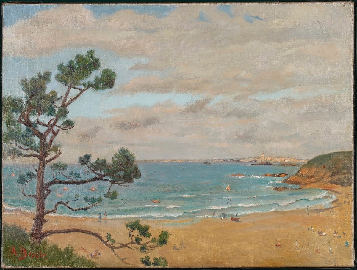 View From Dinard On Saint Malo. H / Canvas Signed A.broËt-photo-2
