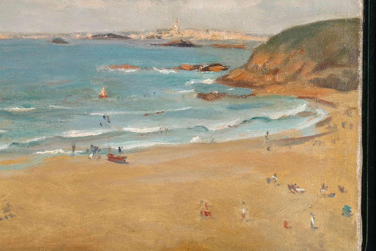 Vue De Dinard Sur Saint Malo. H/toile Signée A.broËt-photo-4