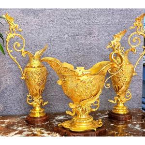Importante Garniture En Bronze Doré