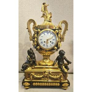 Large Gilded And Patinated Bronze Clock—an Osmond Model—signed Raingo And Picard—paris