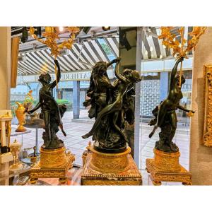 Large Bronze Ornament Signed "clodion"