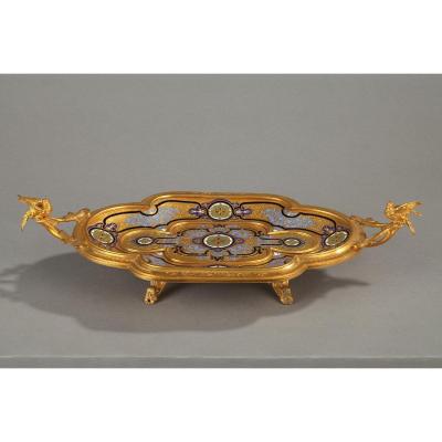 Tray In Cloisonne Bronze Signed Giroux