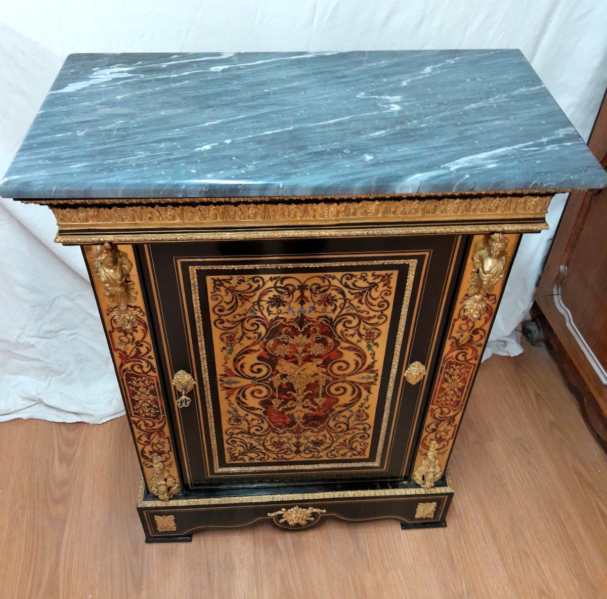 Support Cabinet He Pretot Late Louis Philippe-napoleon III Period In Marquetry Dite Boulle-photo-4