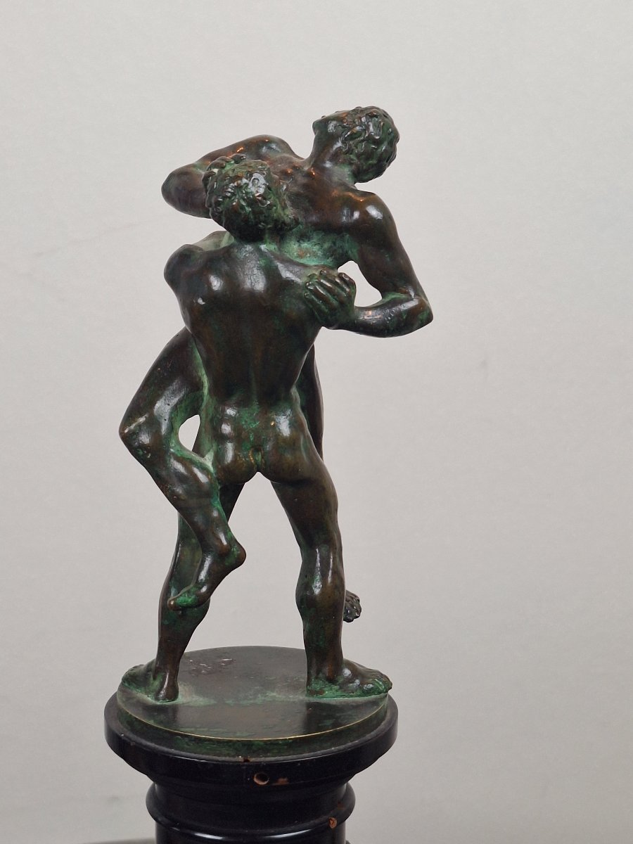 Bronze du Grand Tour – Deux lutteurs à l'antique – XIXe siècle-photo-2