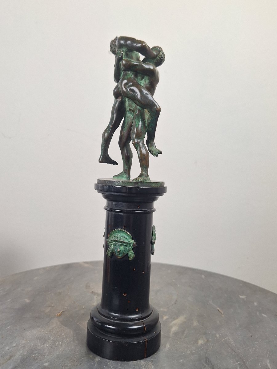 Bronze du Grand Tour – Deux lutteurs à l'antique – XIXe siècle-photo-3