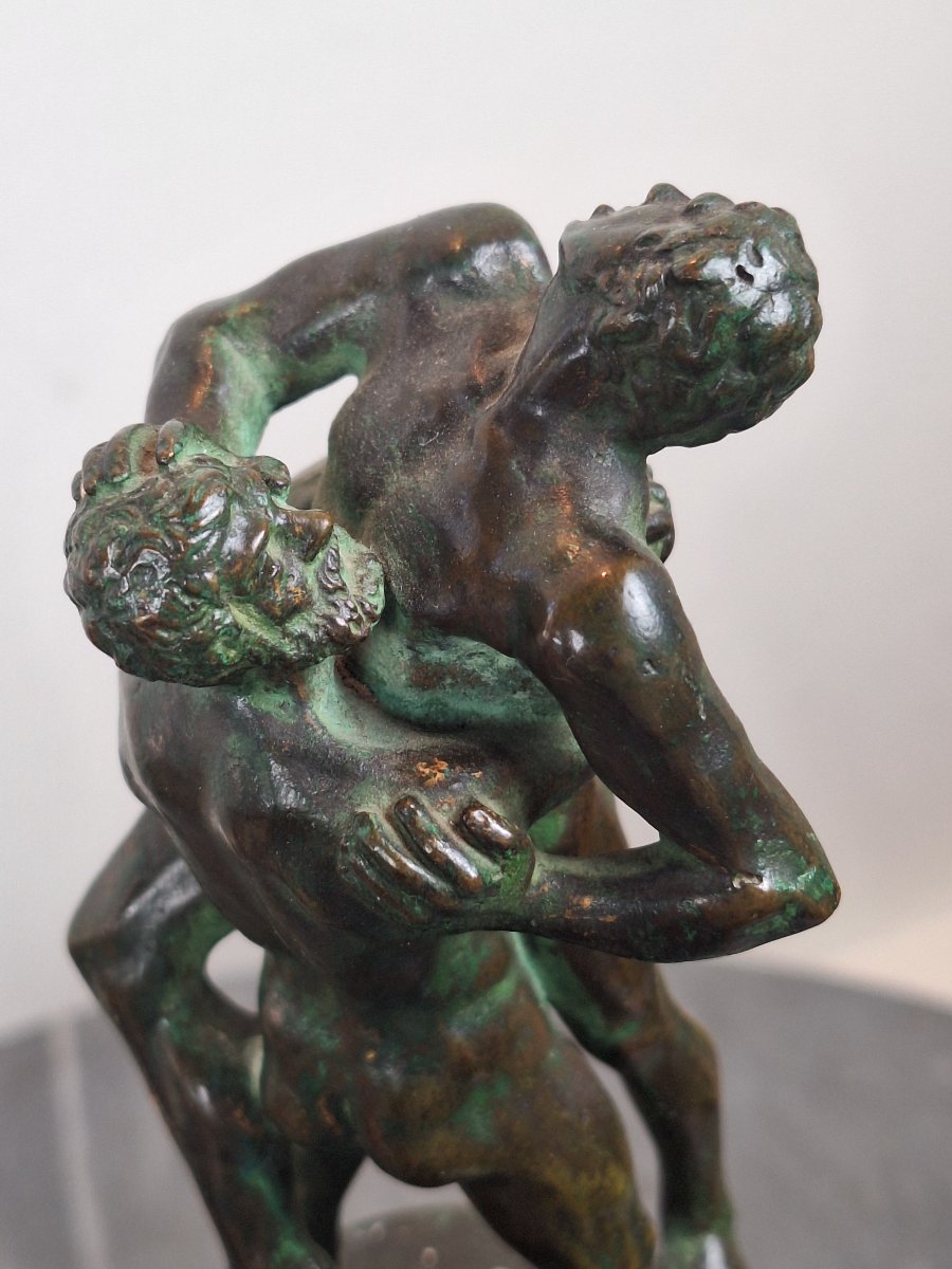 Bronze du Grand Tour – Deux lutteurs à l'antique – XIXe siècle-photo-1