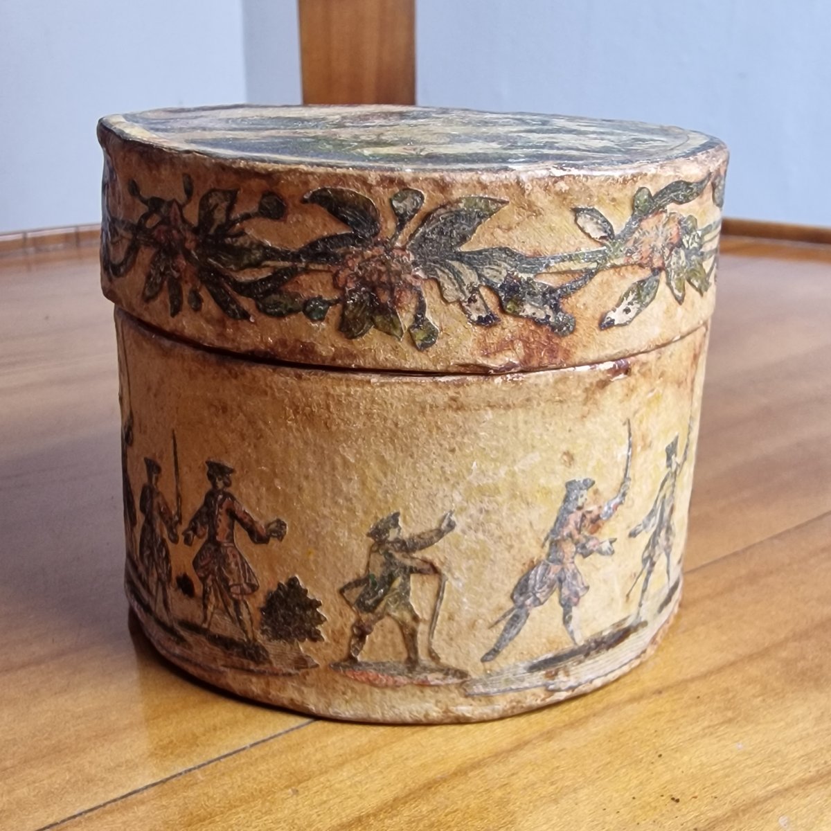 Painted Cardboard Powder Box – Military Scenes – Louis XV Period, 18th Century-photo-2