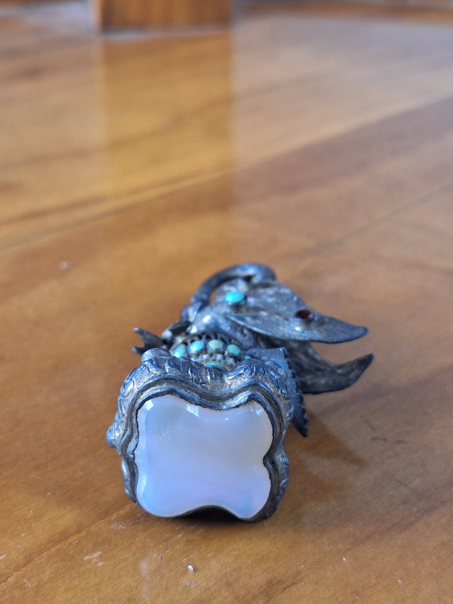 Silver Wax Seal Featuring A Swan And Her Cygnets—austro-hungarian, 19th Century-photo-2