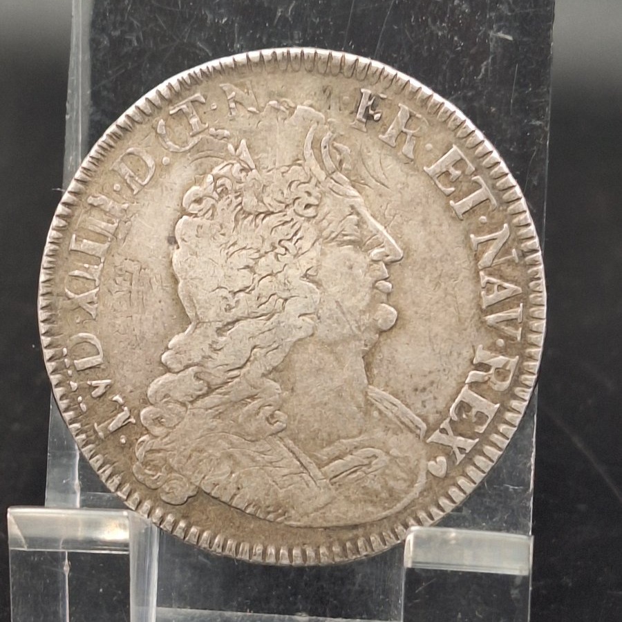 Louis XIV – Écu aux insignes en argent – 1702 B – Atelier de Rouen-photo-2