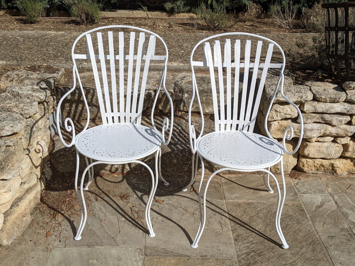 Pair Of Iron Garden Armchairs-photo-2