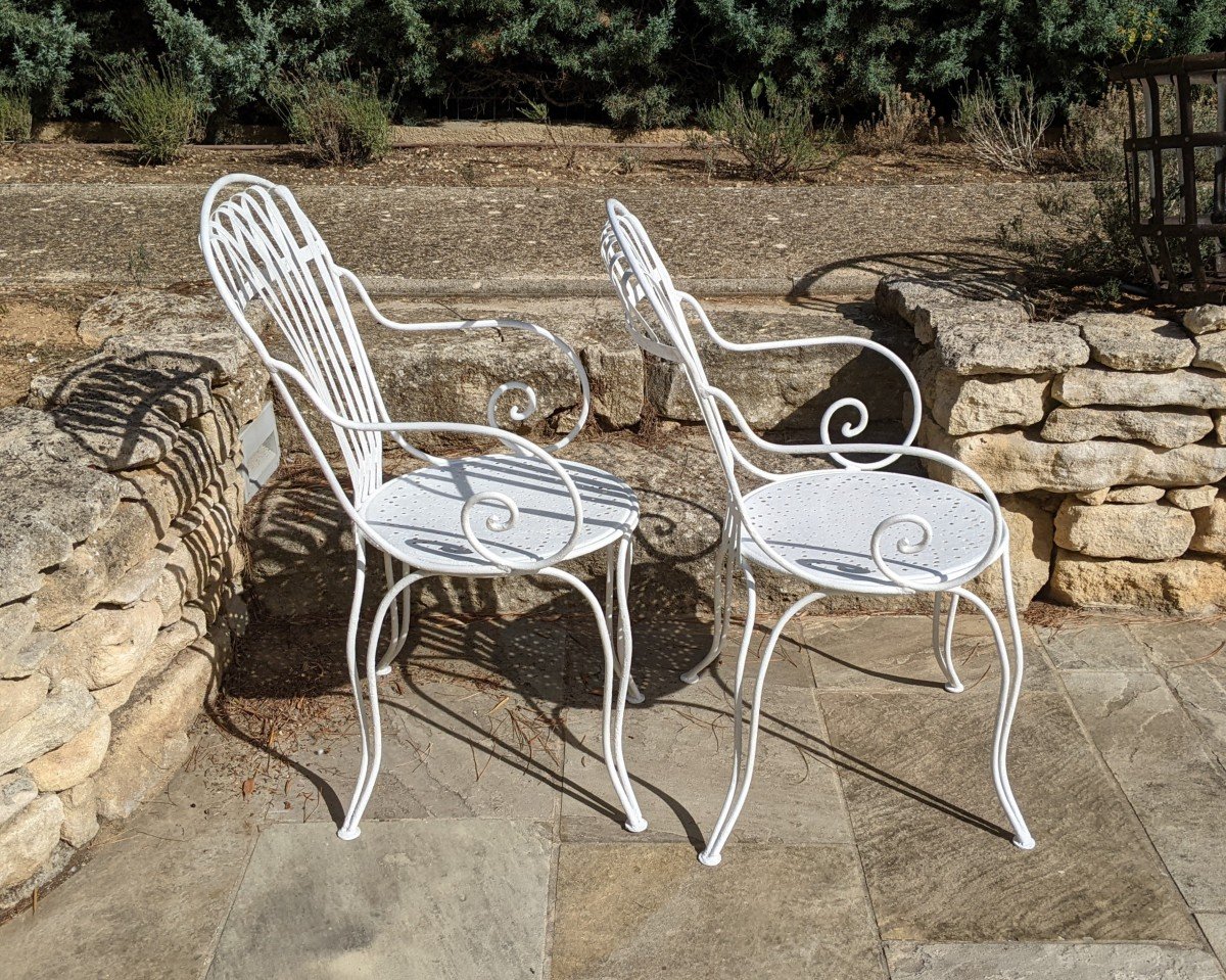 Pair Of Iron Garden Armchairs-photo-3