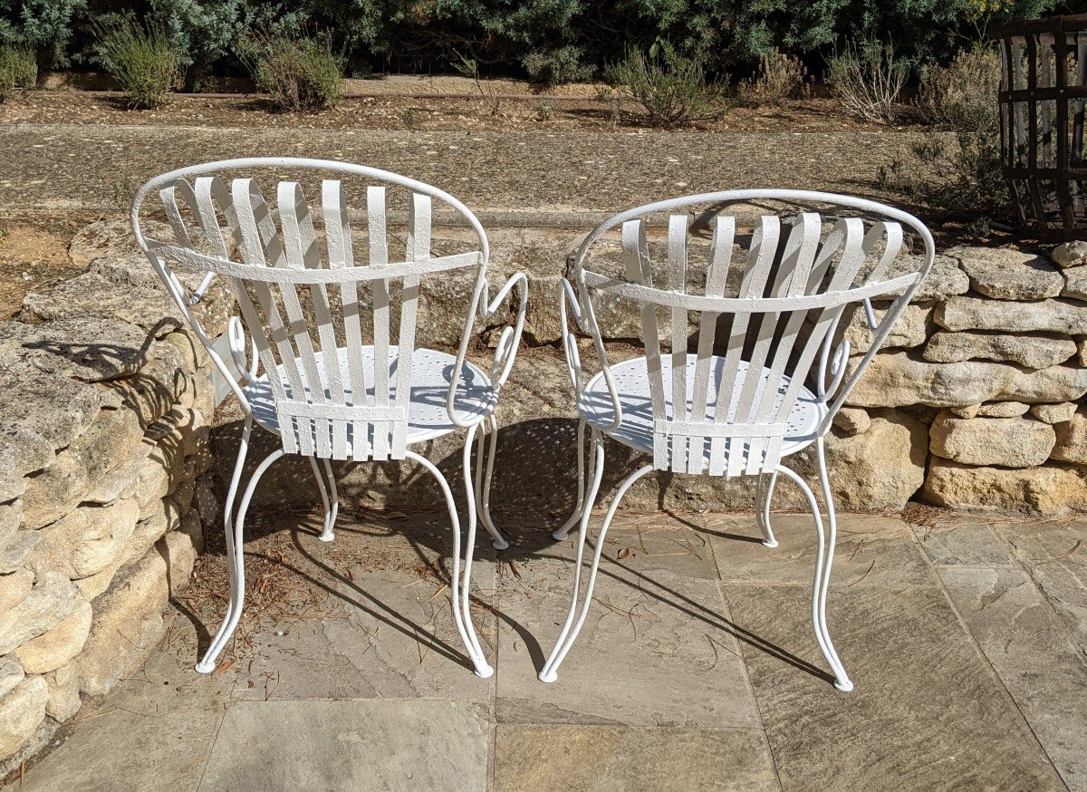 Pair Of Iron Garden Armchairs-photo-1