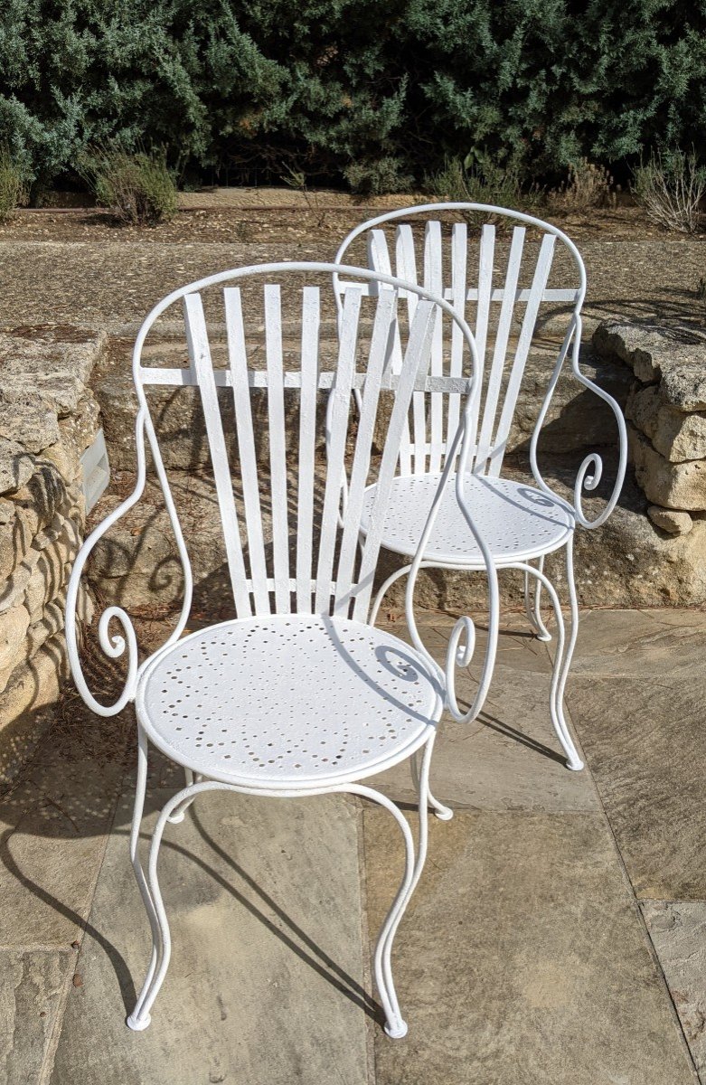 Pair Of Iron Garden Armchairs