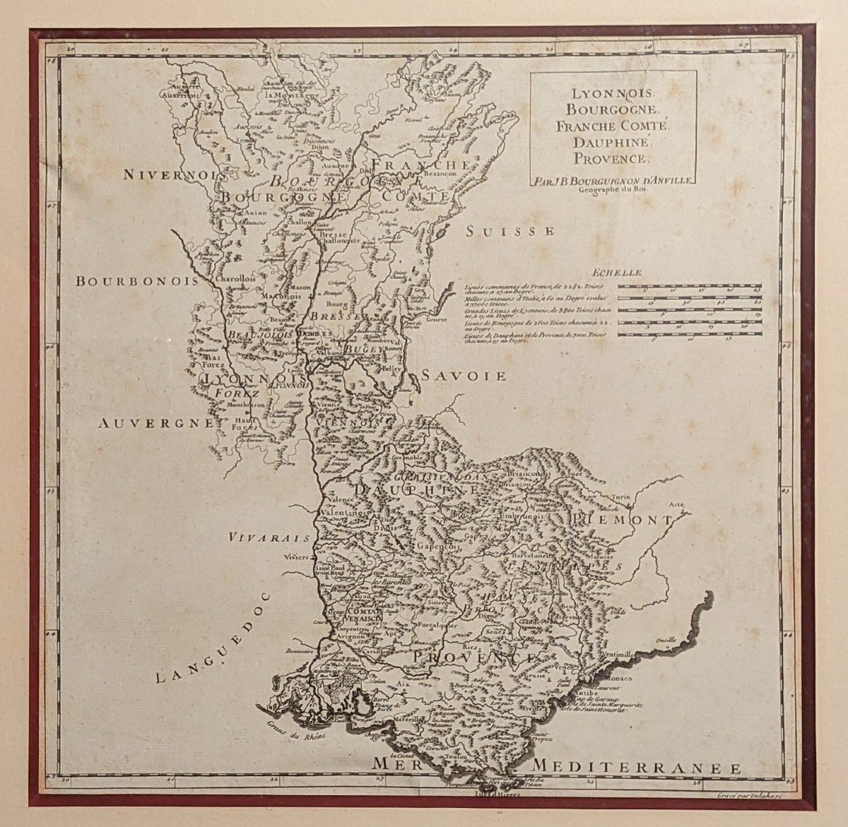 Carte géographique par Bourguignon d'Anville. 1719-photo-2