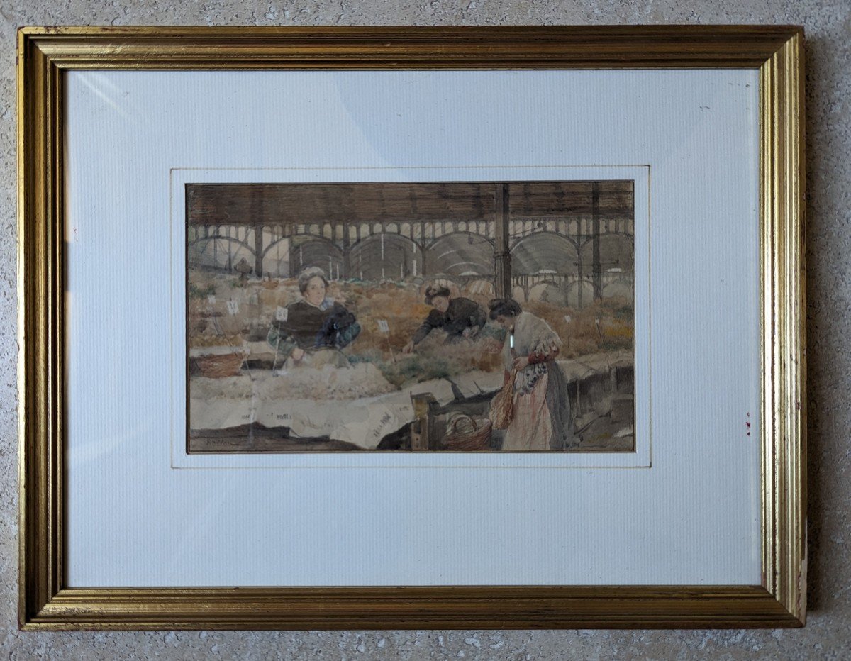 Aquarelle Marché à Barcelone par Laureano Barrau-photo-2