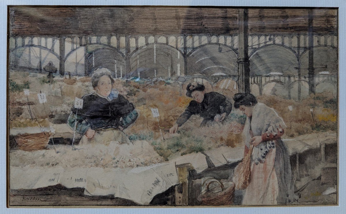 Aquarelle Marché à Barcelone par Laureano Barrau-photo-2