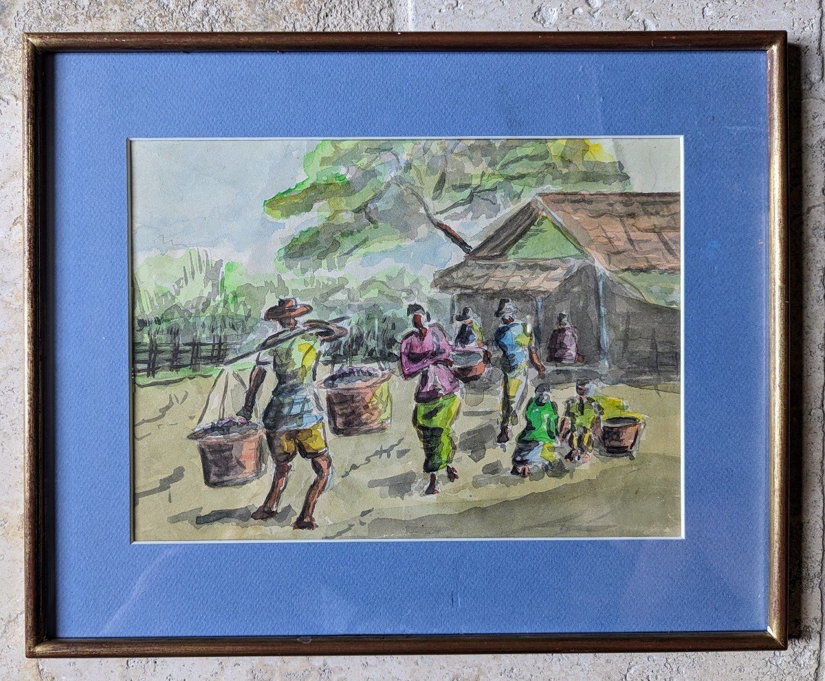 Watercolor. African Village-photo-2