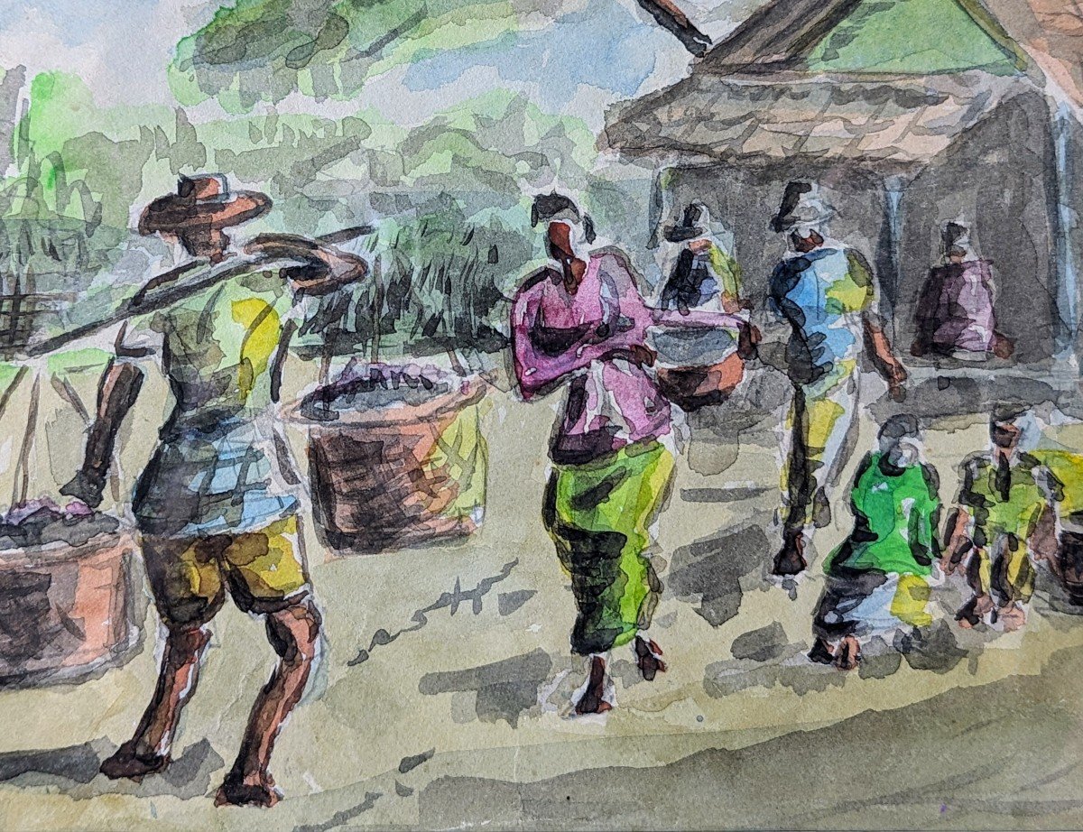 Watercolor. African Village-photo-1