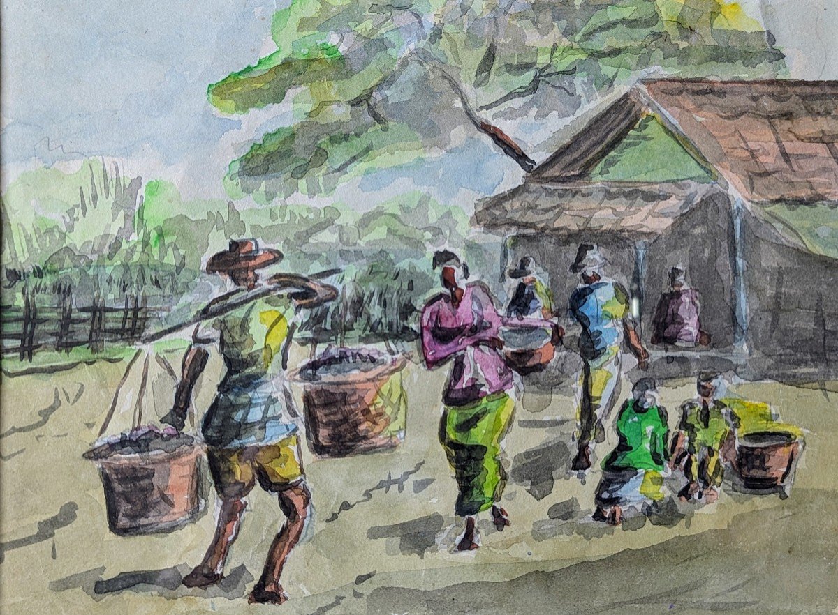 Aquarelle. Village Africain