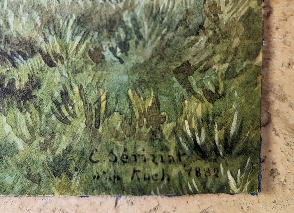 Cavaliers Aquarelle signée Seriziat d'après Koch 1882-photo-3