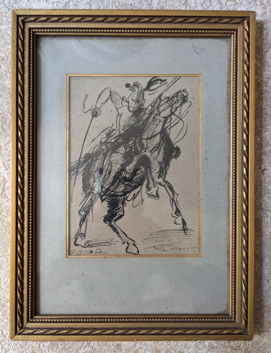 Ink Drawing. Rider. "the Dragon"-photo-2