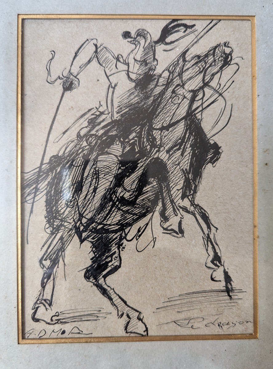 Ink Drawing. Rider. "the Dragon"