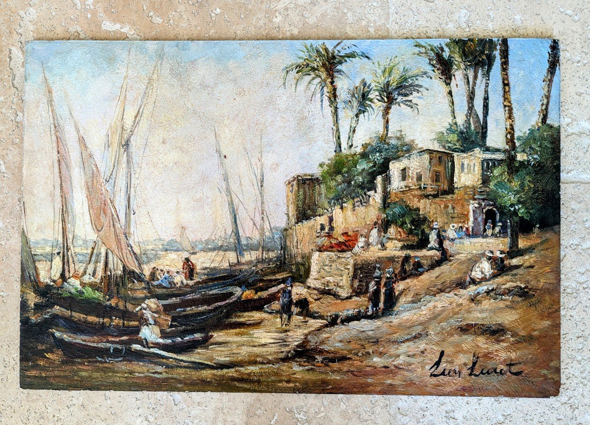 The Banks Of The Nile By Léon Luret, Orientalist Painter.-photo-4