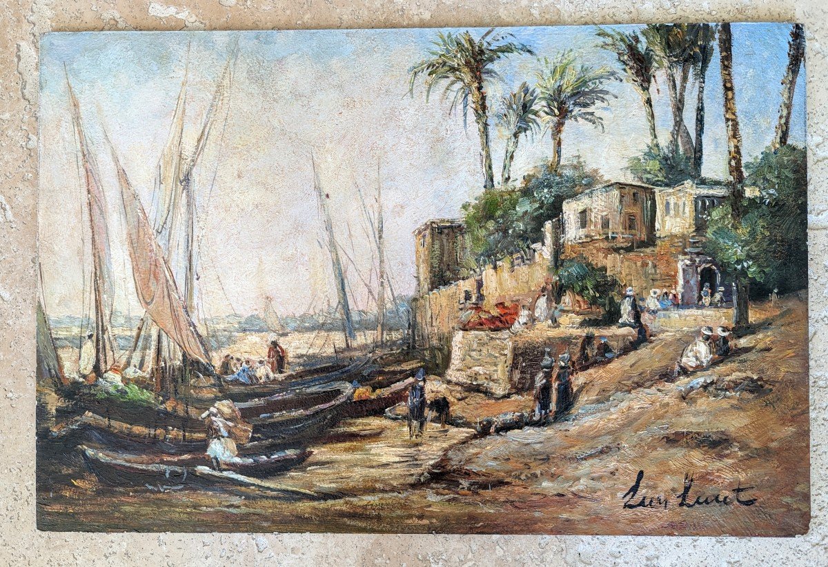 The Banks Of The Nile By Léon Luret, Orientalist Painter.-photo-2
