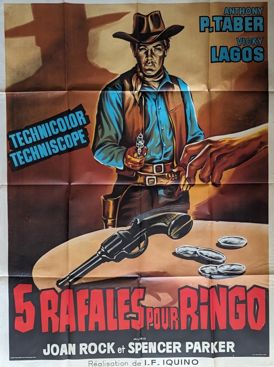Affiche de Cinéma Western 1965 : 5 Rafales Pour Ringo