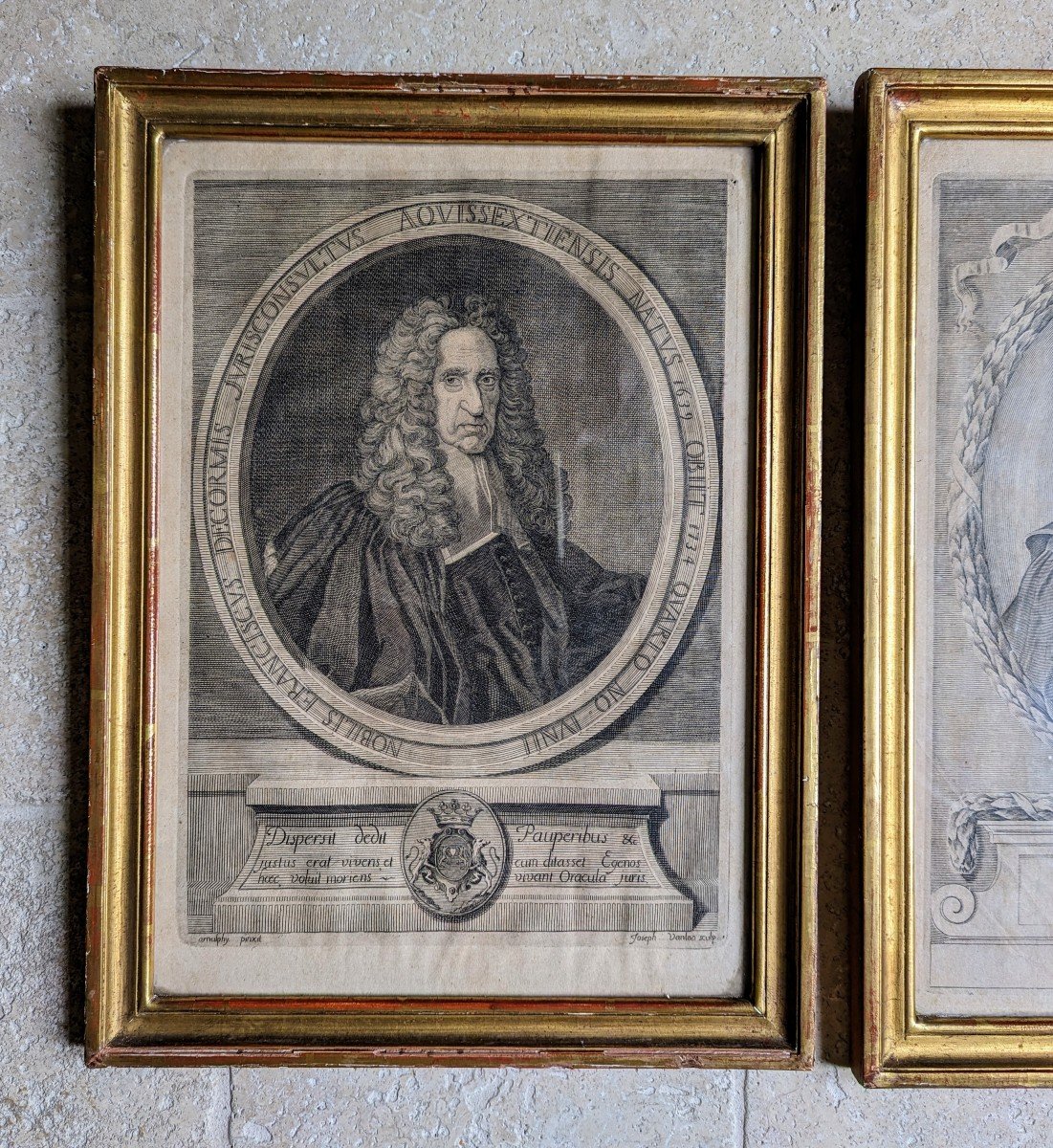 2 Framed Engravings - Portraits Of Lawyers-photo-3