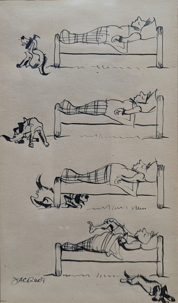 Cartoon Drawing Signed Jacquot (jh Bonnefoy)-photo-1