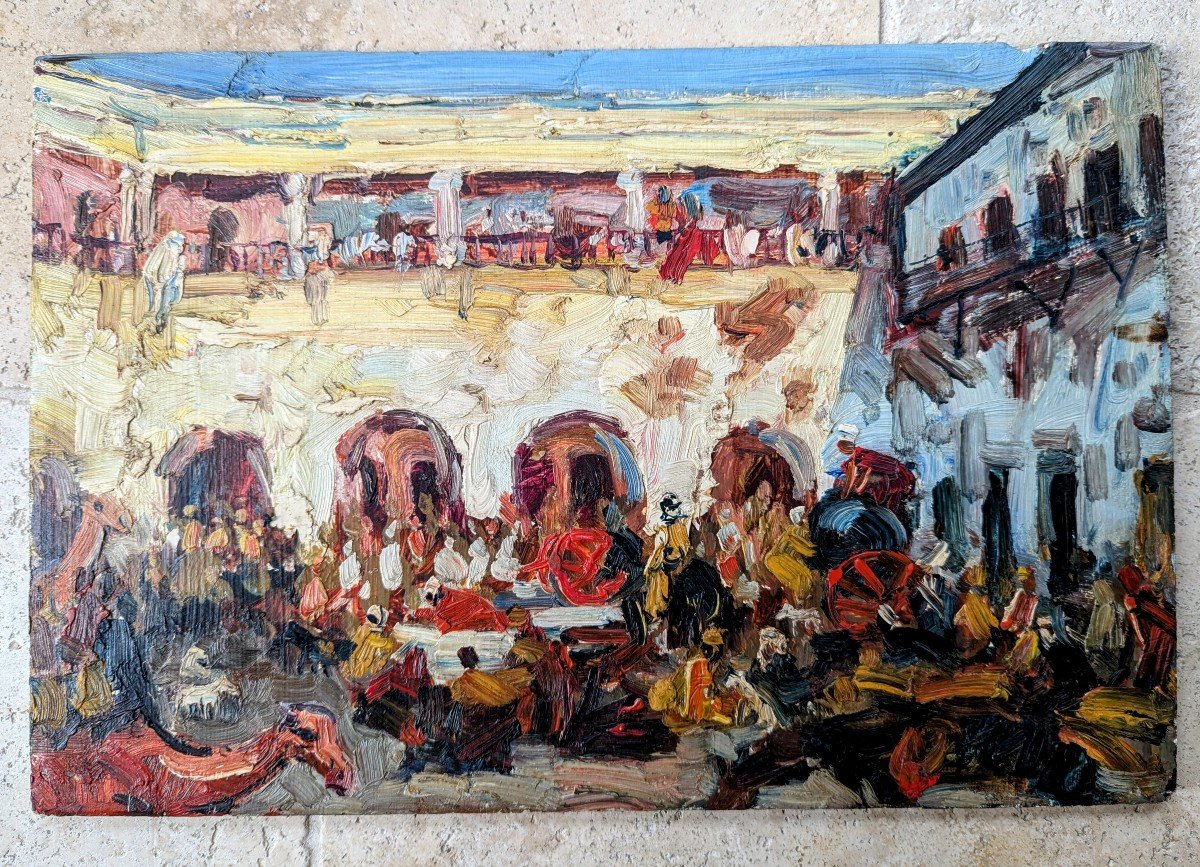 Léon Luret. Market In North Africa. -photo-4