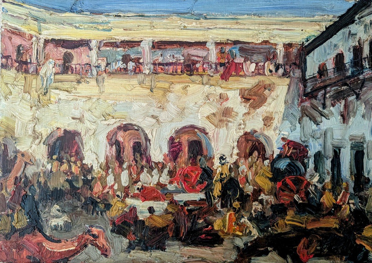 Léon Luret. Market In North Africa. 