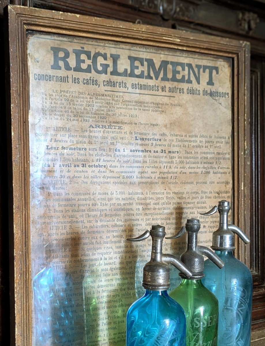 1925 Regulations Concerning Cafes, Cabarets, Estaminets