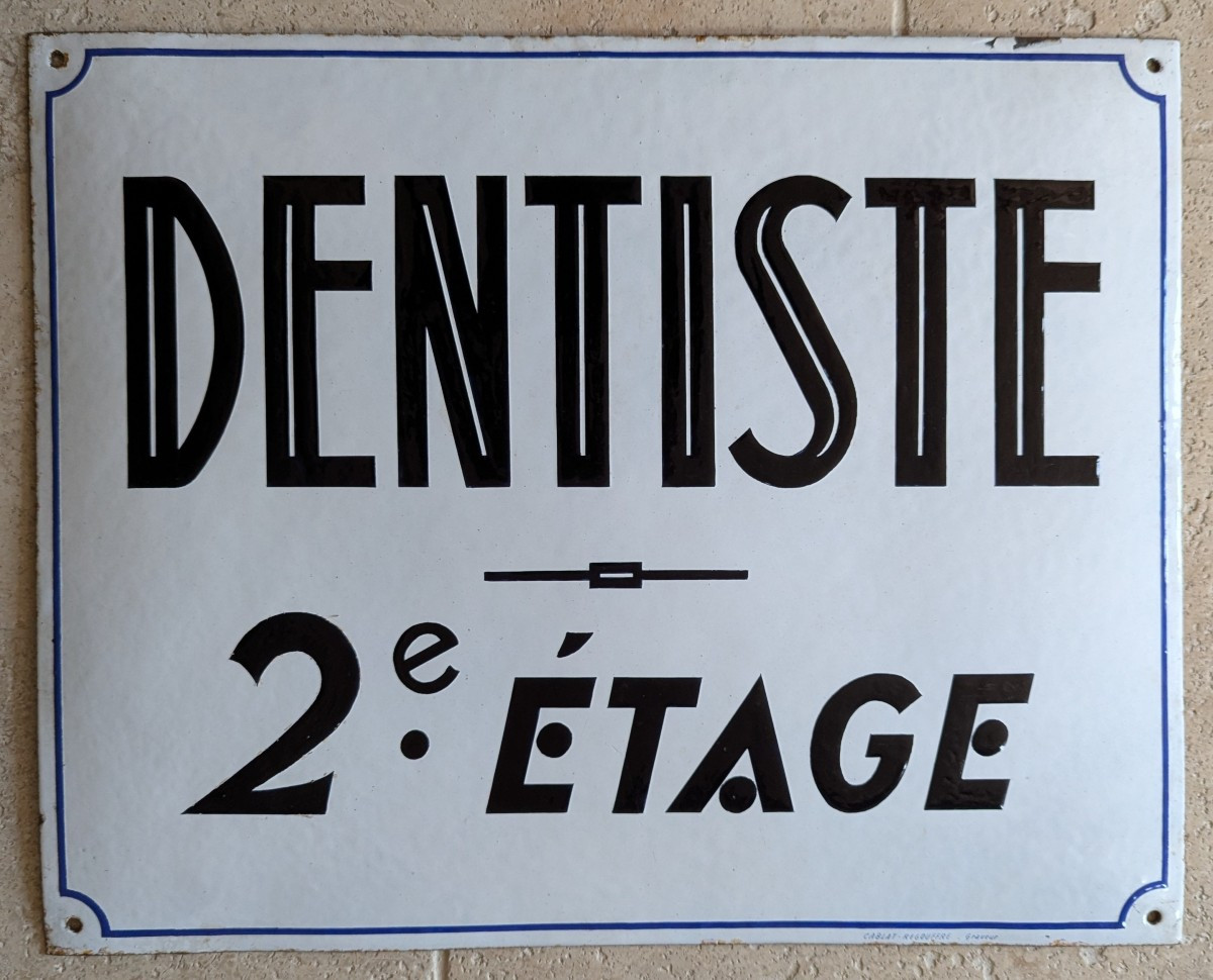 Grande plaque émaillée Dentiste - Années 30