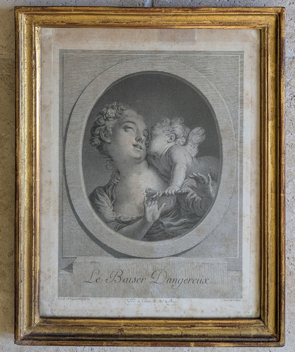 Paire de Gravures encadrées XVIIIème siècle Fragonard Caresme -photo-2