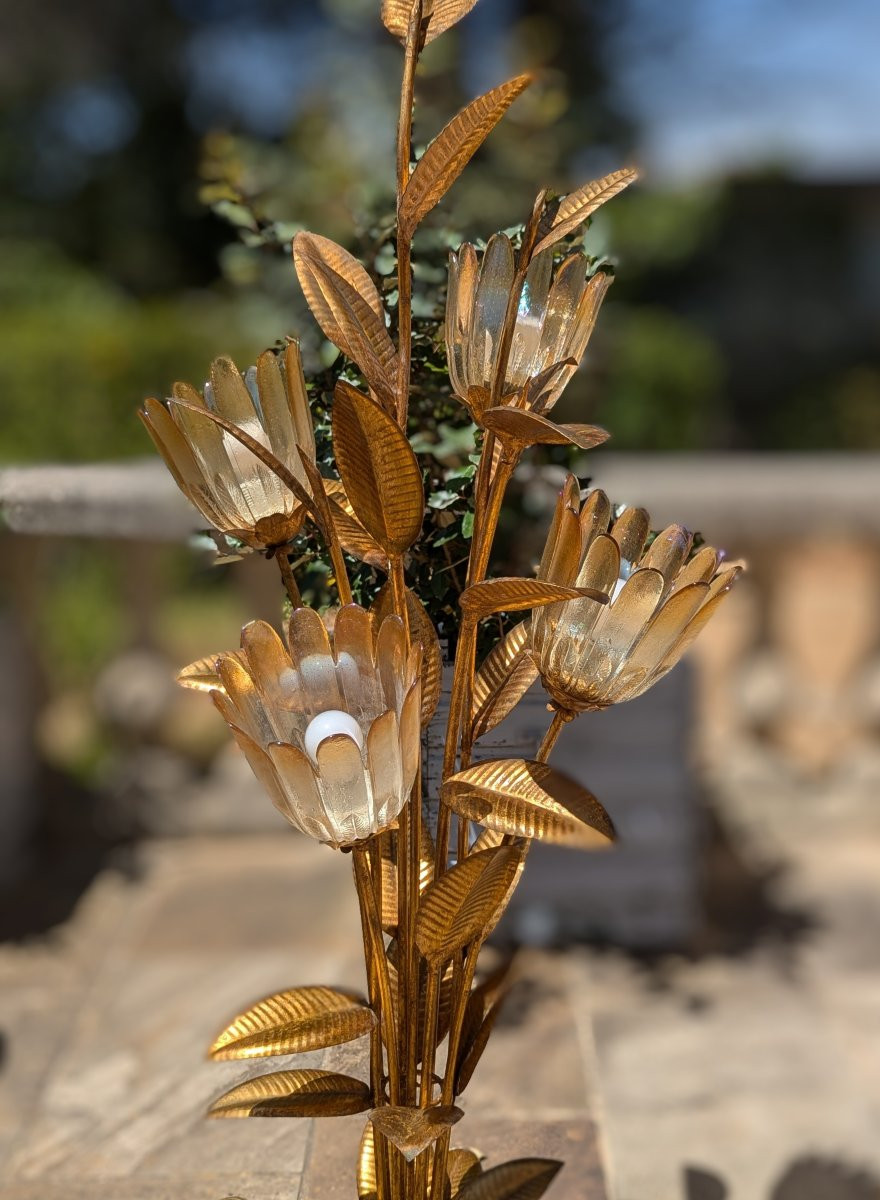 Hollywood Regency Style Floor Lamp, Gilded Metal & Murano -photo-7