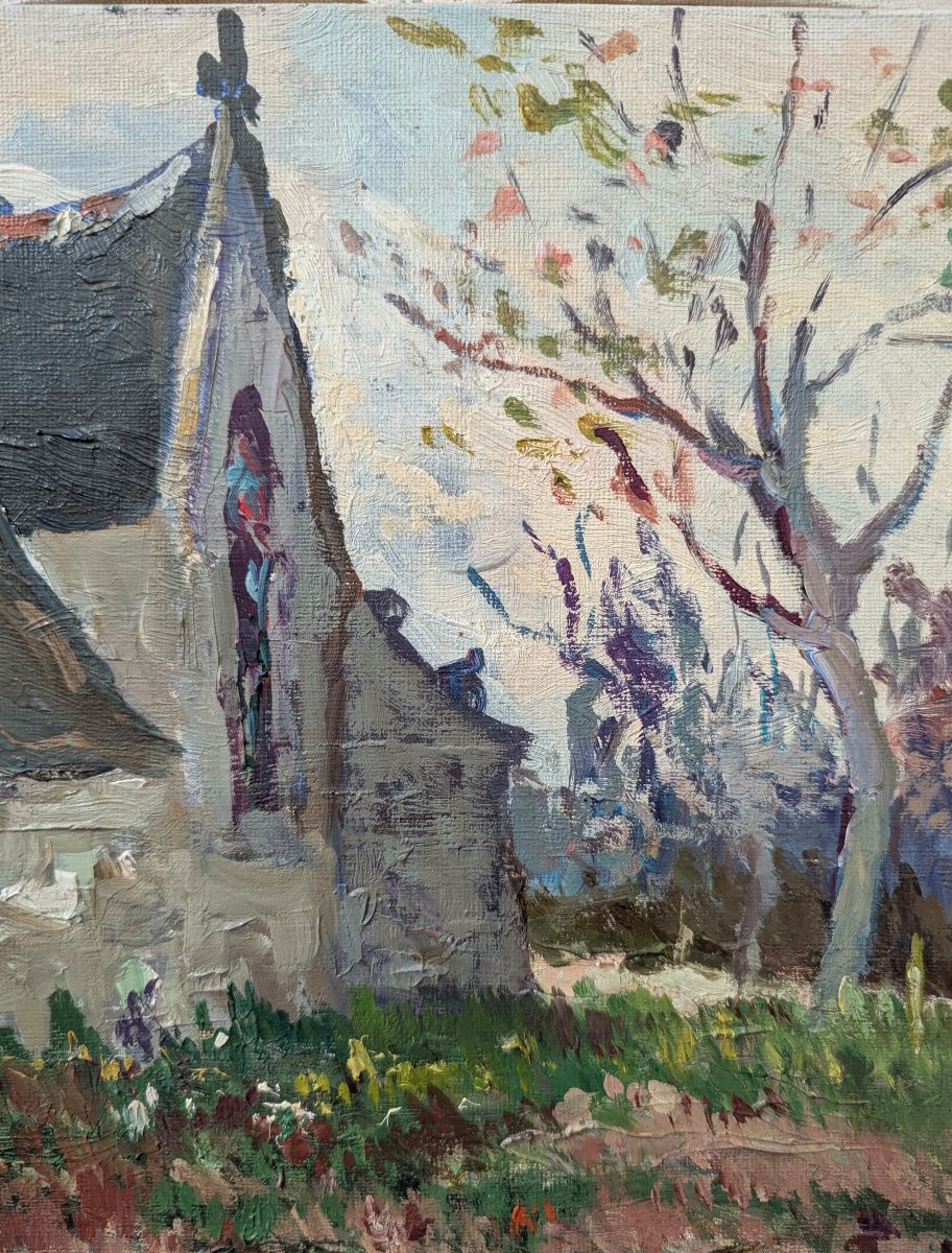 Church In Brittany, Painting By Jo. Coat-photo-2