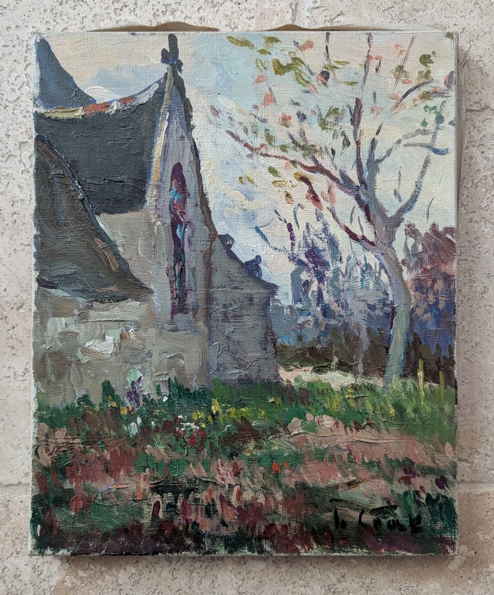 Church In Brittany, Painting By Jo. Coat-photo-3