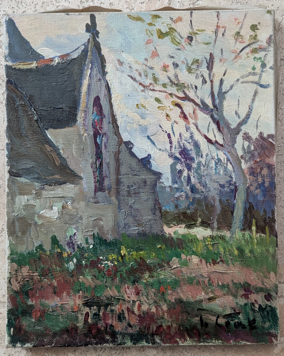Church In Brittany, Painting By Jo. Coat-photo-4