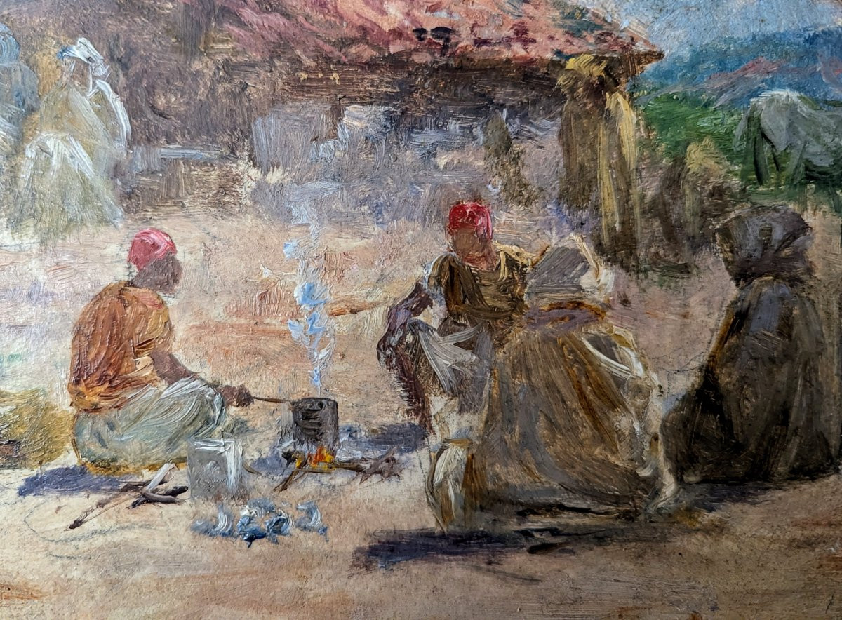 Peinture orientaliste.  Le bivouac.-photo-2