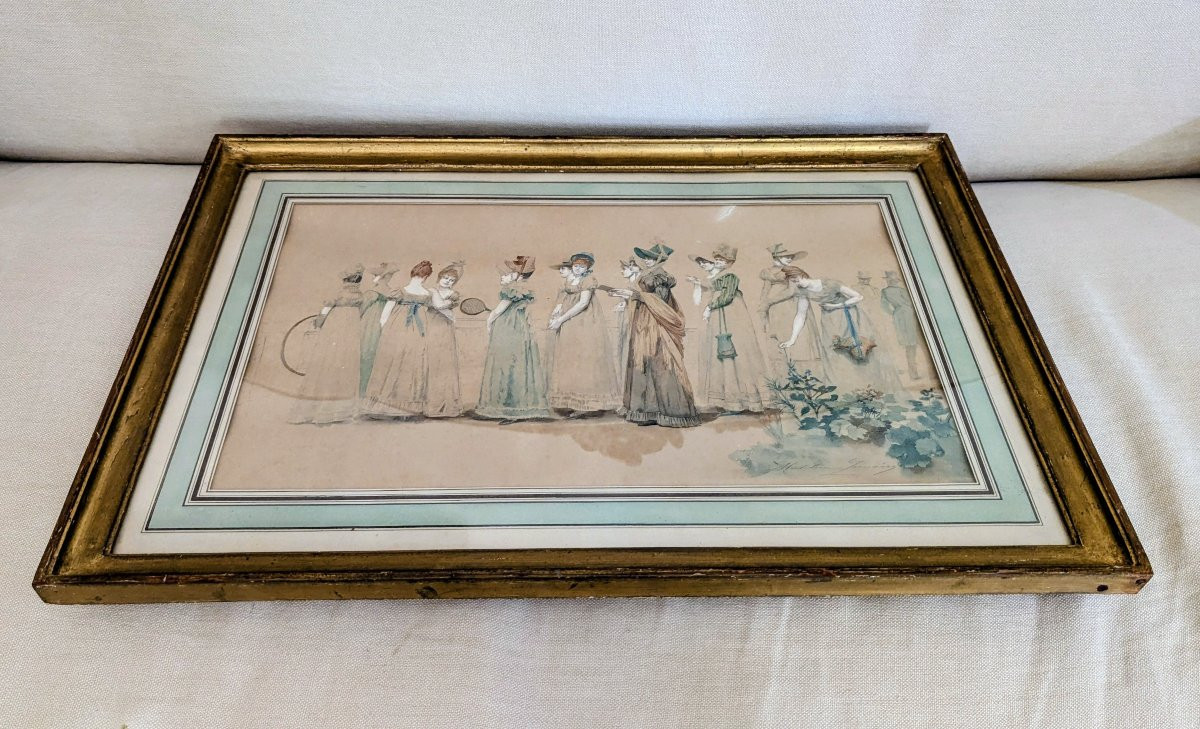 Élégantes par Madeleine Lemaire Lithographie encadrée -photo-1