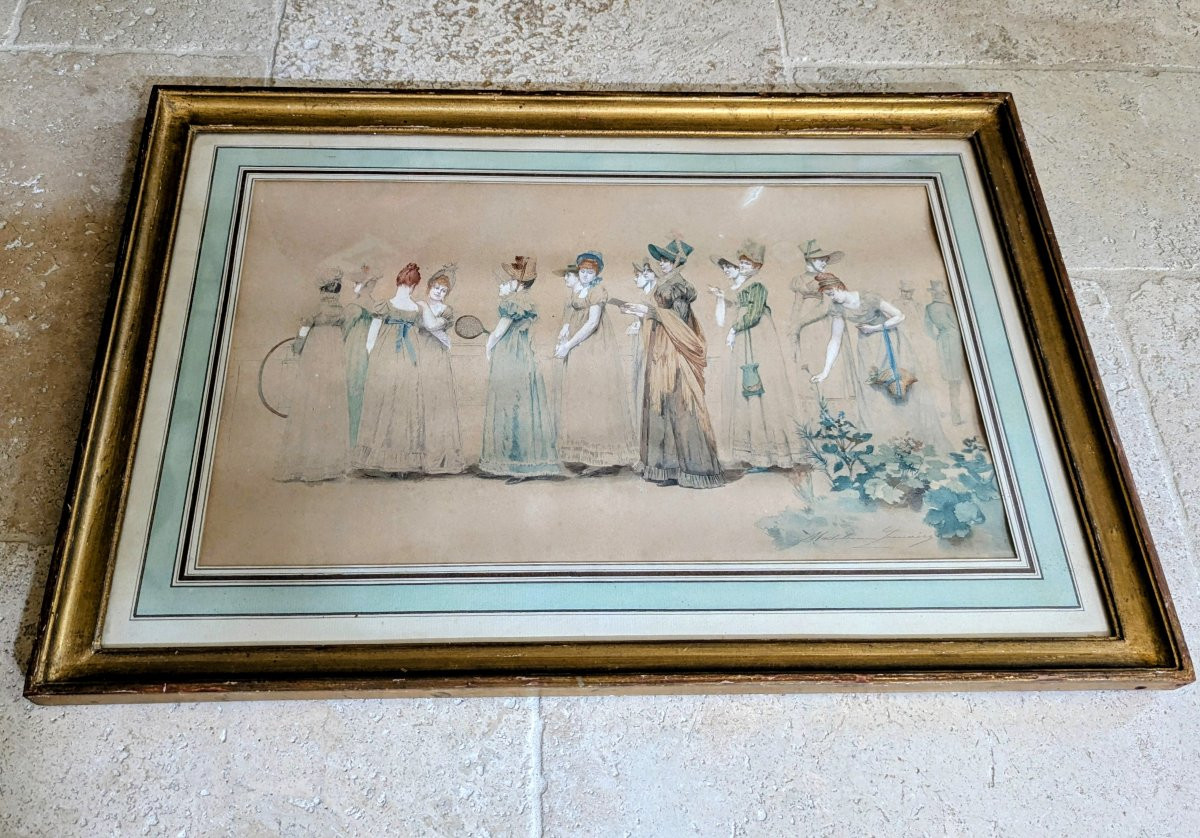 Élégantes par Madeleine Lemaire Lithographie encadrée -photo-2