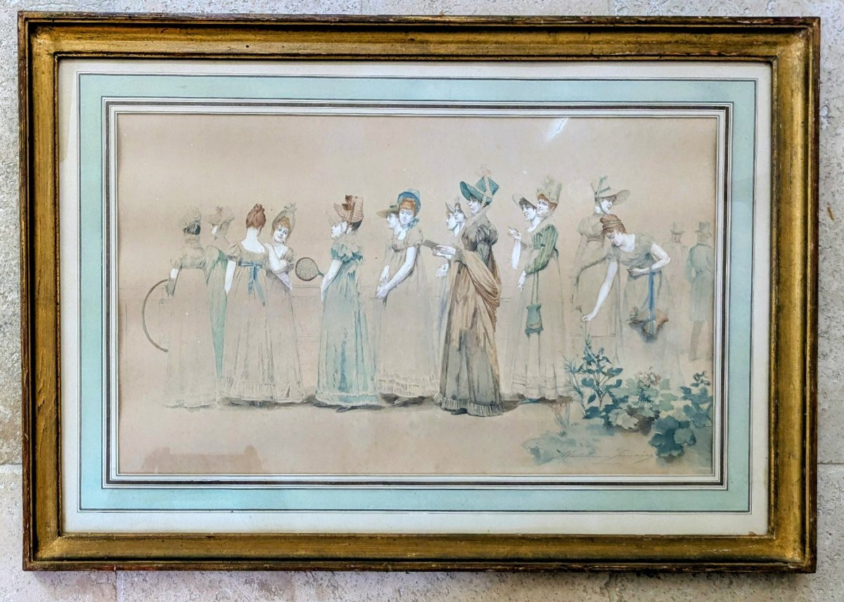 Élégantes par Madeleine Lemaire Lithographie encadrée -photo-4
